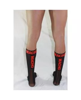 MACHO - Dünne Erotik-Strümpfe Einheitsgröße Schwarz/Rot