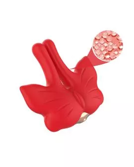 ARMONY - MAGNETISCHE NIPPELKLEMMEN MIT VIBRATION SCHMETTERLINGSFORM ROT