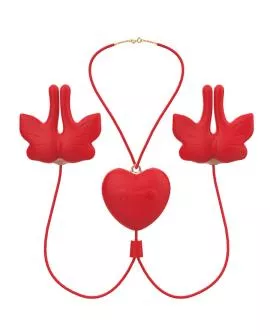 ARMONY - MAGNETISCHE NIPPELKLEMMEN MIT VIBRATION SCHMETTERLINGSFORM ROT