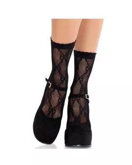 LEG AVENUE - Schwarze Spitzenstrümpfe mit Schleife
