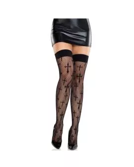 LEG AVENUE - Worship Me Spitzenstrümpfe Schwarz