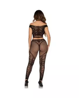 Leg Avenue - Crop Top und Netzlegging mit freien Schultern Schwarz