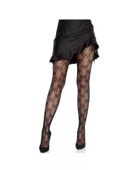 Leg Avenue - Netzstrümpfe mit Schleife Schwarz