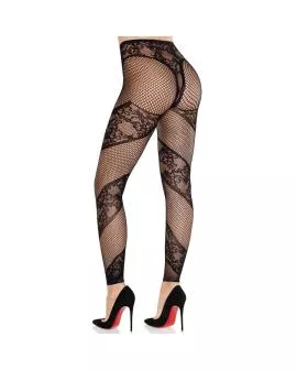 Leg Avenue - Spitzenstrümpfe ohne Fuß schwarz transparent