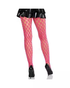 Leg Avenue - Spitzenstrümpfe mit Ösen Neon Pink