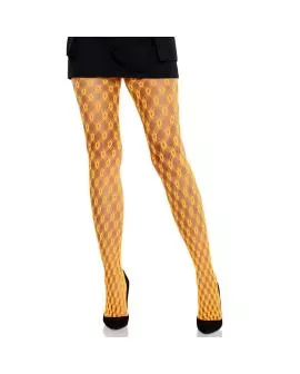 Leg Avenue - Spitzenstrümpfe mit Ösen Neon Orange