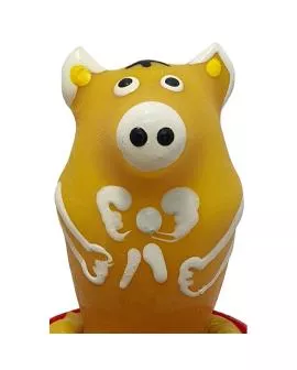 Condomerie - Handbemalte Kondome Sitzendes Schwein Gelb
