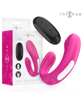 INTENSE - JANET DOPPELTER U-FÖRMIGER STIMULATOR UND VIBRATOR MIT FERNBEDIENUNG ROSA