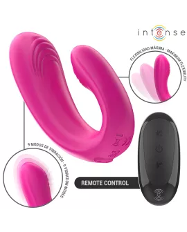INTENSE - JANET DOPPELTER U-FÖRMIGER STIMULATOR UND VIBRATOR MIT FERNBEDIENUNG ROSA