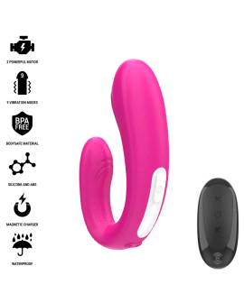 INTENSE - JANET DOPPELTER U-FÖRMIGER STIMULATOR UND VIBRATOR MIT FERNBEDIENUNG ROSA