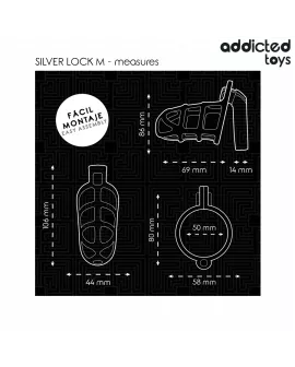 Addicted Toys Locked - Silbernes Schloss Peniskäfig Metall M