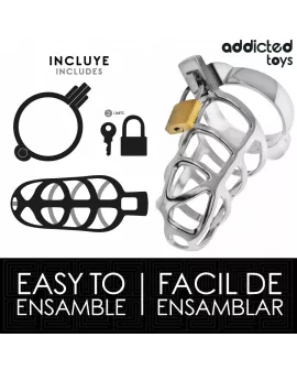 Addicted Toys Locked - Silbernes Schloss Peniskäfig Metall M