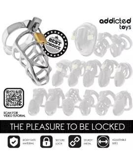 Addicted Toys Locked - Silbernes Schloss Peniskäfig Metall M
