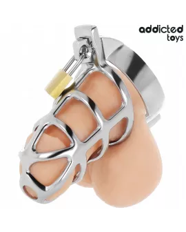 Addicted Toys Locked - Silbernes Schloss Peniskäfig Metall M