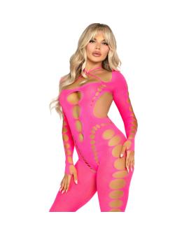 Leg Avenue Rosa Bodystocking mit offenem Rücken - Einheitsgröße