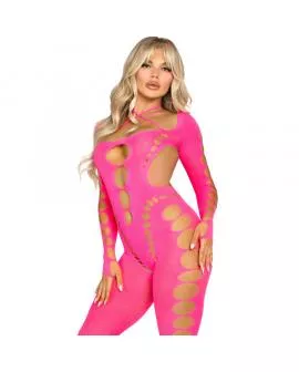 LEG AVENUE - ROSA BODYSTOCKING MIT OFFENEM RÜCKEN, EINHEITSGRÖSSE