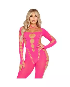 Leg Avenue Rosa Bodystocking mit offenem Rücken - Einheitsgröße