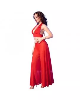 CHILIROSE - CR 4857 ROTES TOP- UND HOSENSET,