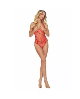 PASSION - BS114 Roter Gitter-Bodystocking