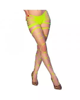 CHILIROSE - CR 4867 NEONGRÜNE NETZSTRÜMPFEN MIT LÖCHERN