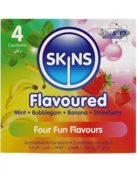 SKINS Premium-Kondome mit Geschmacksrichtungen - 4er-Pack