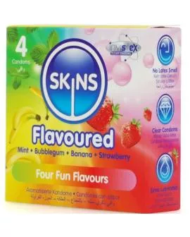 SKINS Premium-Kondome mit Geschmacksrichtungen - 4er-Pack