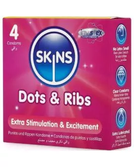 SKINS - DOTS & RIBS PREMIUM-KONDOME 4ER-PACK