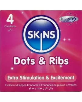 SKINS - DOTS & RIBS PREMIUM-KONDOME 4ER-PACK