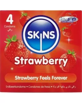 SKINS Erdbeere Premium Kondome - Packung 4