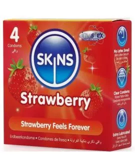 SKINS Erdbeere Premium Kondome - Packung 4