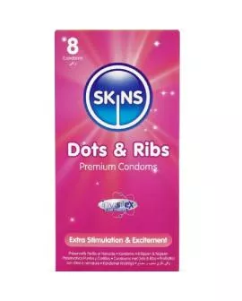 SKINS Dots & Ribs Premium Kondome - Packung mit 8 Stück