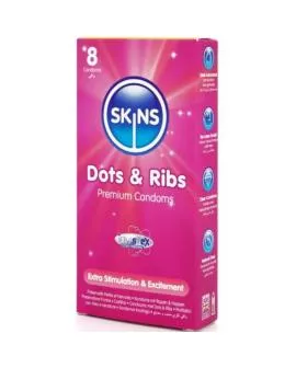 SKINS Dots & Ribs Premium Kondome - Packung mit 8 Stück