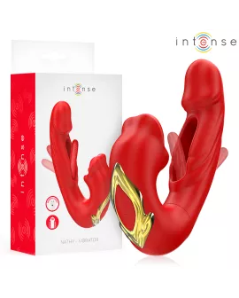 Intense Nathy Doppeld Vibrator mit Stimulierendem Mund - Rot