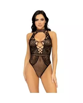 LEG AVENUE - NETZ- UND SPITZEN-SCHLÜSSELLOCH-HALTER-BODYS, EINHEITSGRÖSSE