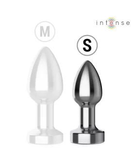 INTENSE - VIBRIERENDER ANALPLUG AUS METALL MIT LED-LEUCHTEN UND FERNBEDIENUNG - GRÖSSE S