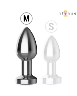 INTENSE - VIBRIERENDER ANALPLUG AUS METALL MIT LED-LEUCHTEN UND FERNBEDIENUNG - GRÖSSE M