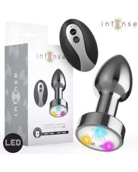 INTENSE - VIBRIERENDER ANALPLUG AUS METALL MIT LED-LEUCHTEN UND FERNBEDIENUNG - GRÖSSE M