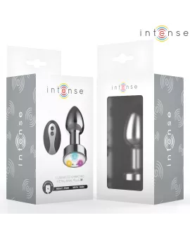 INTENSE - VIBRIERENDER ANALPLUG AUS METALL MIT LED-LEUCHTEN UND FERNBEDIENUNG - GRÖSSE M