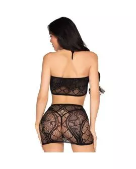 LEG AVENUE - 81676 SPITZEN-TOP + MINIROCK-SET SCHWARZ - EINE GRÖSSE