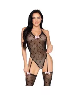LEG AVENUE - 89360 BODYSUIT MIT OFFENEM RÜCKEN UND STRUMPFGÜRTEL SCHWARZ - EINE GRÖSSE