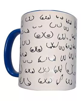 DIABLO PICANTE - WEISSE TITTEN-TASSE MIT BLAUEM HENKEL 370 ML