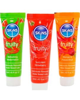 SKINS – FRUCHTIGES GLEITMITTEL-SET WASSERMELONE, ERDBEERE & MANGO GLEITMITTEL 3 x 12 ML