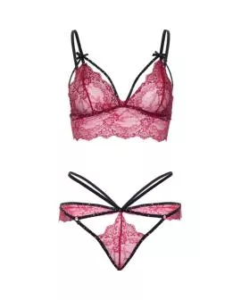 LEG AVENUE - 81623 BH + STRING-SET, BURGUNDERROT,