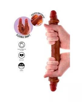 GET REAL - DOPPELENDES SILIKON-DILDO KARAMELL 35 CM