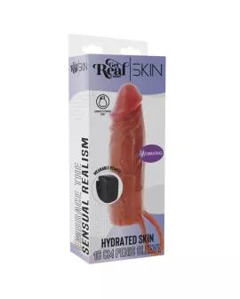 GET REAL – FEUCHTIGKEITSSPENDENDE SILIKON-VIBRATIONS-PENISHÜLLE IN KARAMELL, 16 CM