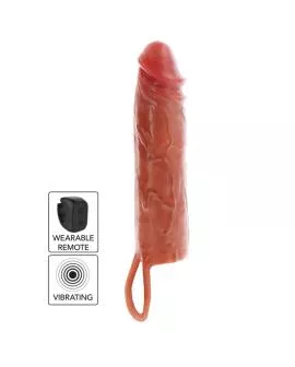 GET REAL – FEUCHTIGKEITSSPENDENDE SILIKON-VIBRATIONS-PENISHÜLLE IN KARAMELL, 20 CM