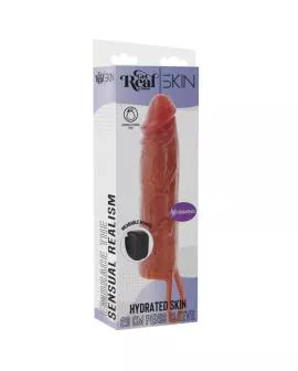GET REAL – FEUCHTIGKEITSSPENDENDE SILIKON-VIBRATIONS-PENISHÜLLE IN KARAMELL, 20 CM