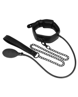 FETISH SUBMISSIVE BONDAGE - AUFBLASBARES WÜRGEHALSBAND MIT KETTE