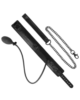 FETISH SUBMISSIVE BONDAGE - AUFBLASBARES WÜRGEHALSBAND MIT KETTE
