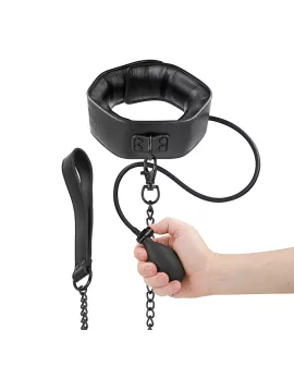 FETISH SUBMISSIVE BONDAGE - AUFBLASBARES WÜRGEHALSBAND MIT KETTE